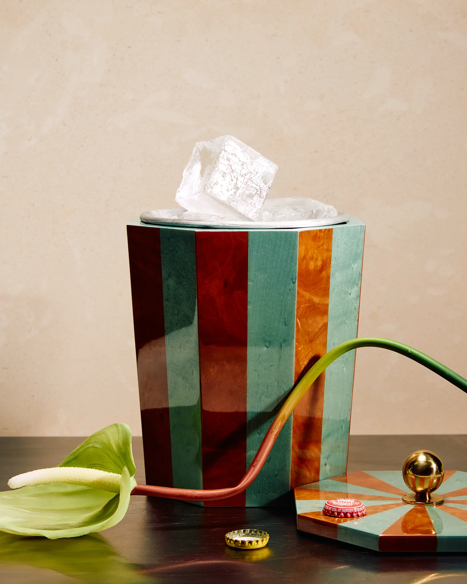 Lacquered Ice Bucket, Blue - Image 3