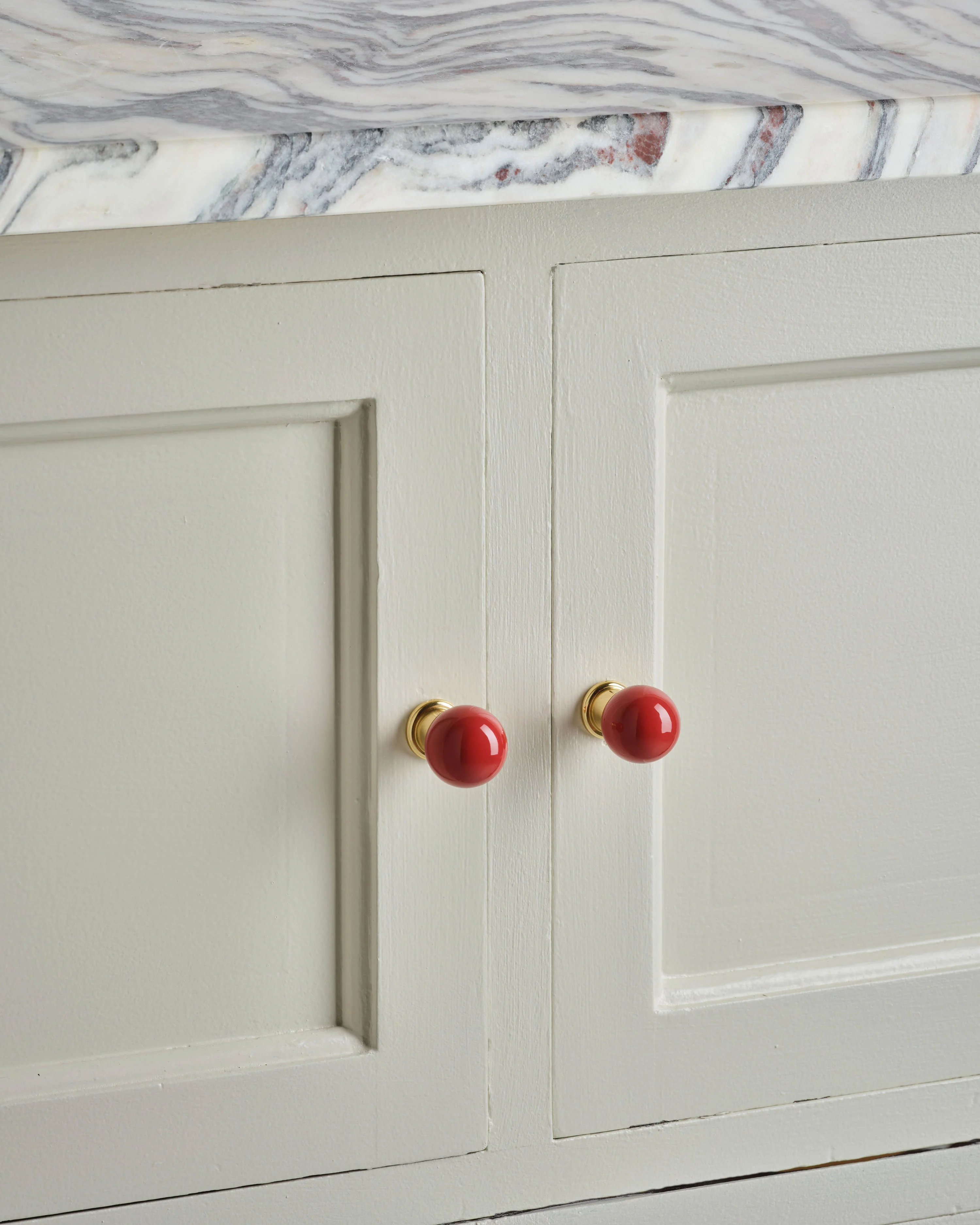 Coloured Knob, Brick, Brass - Image 3
