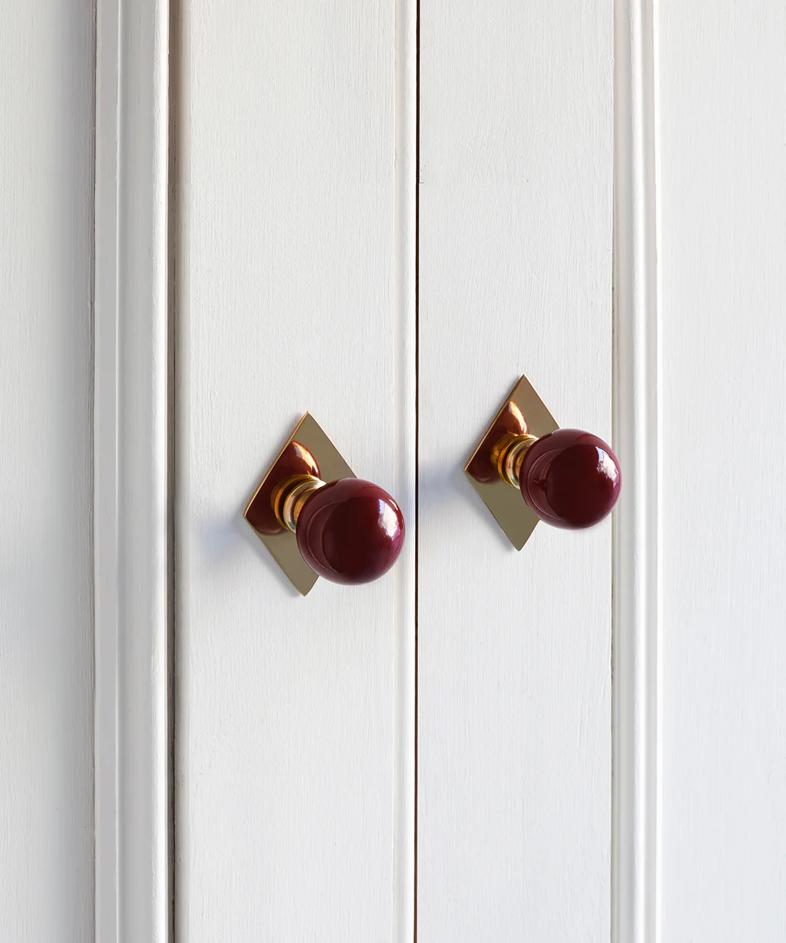 Coloured Knob, Cherry, Brass - Image 3