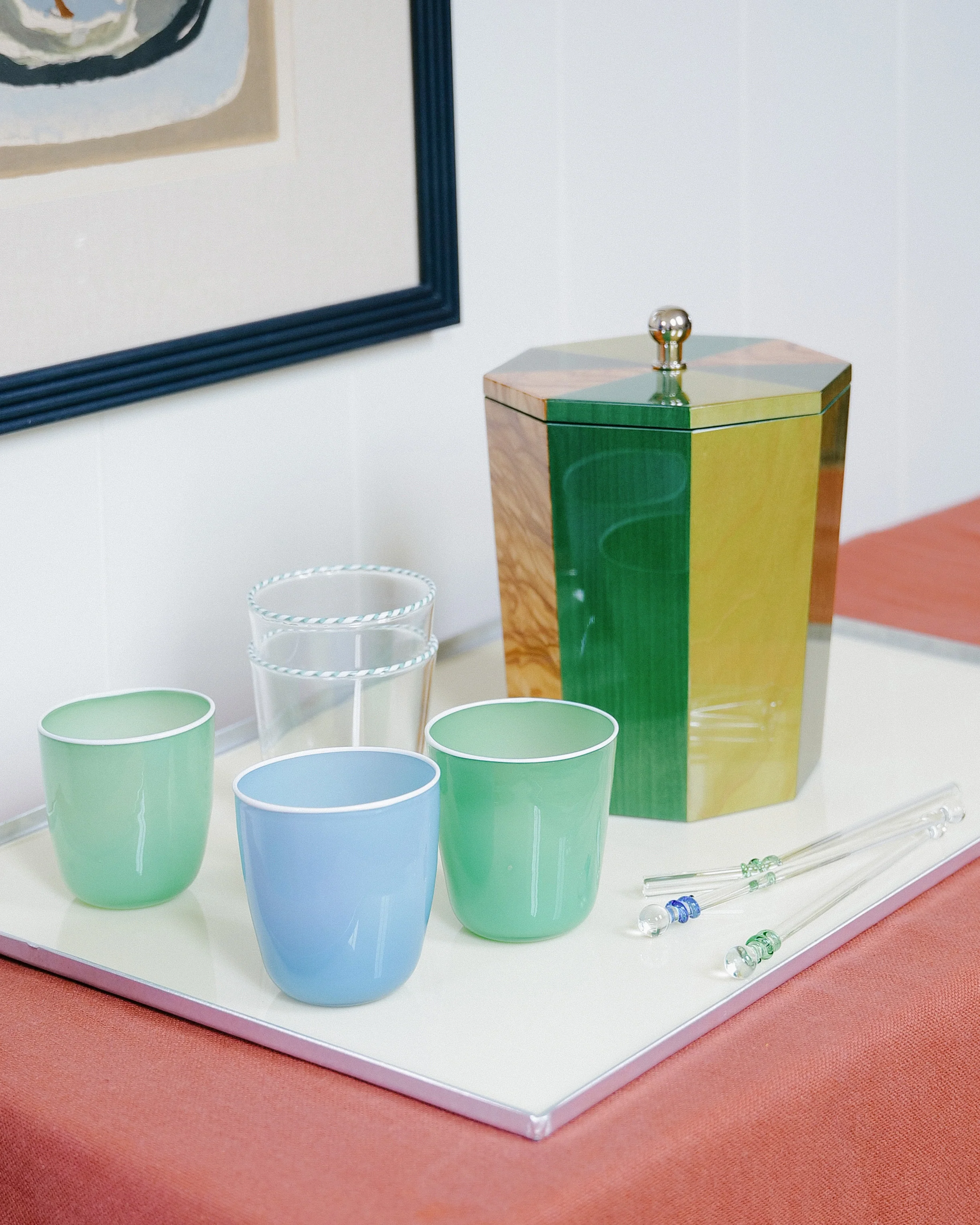 Lacquered Ice Bucket, Green - Image 3