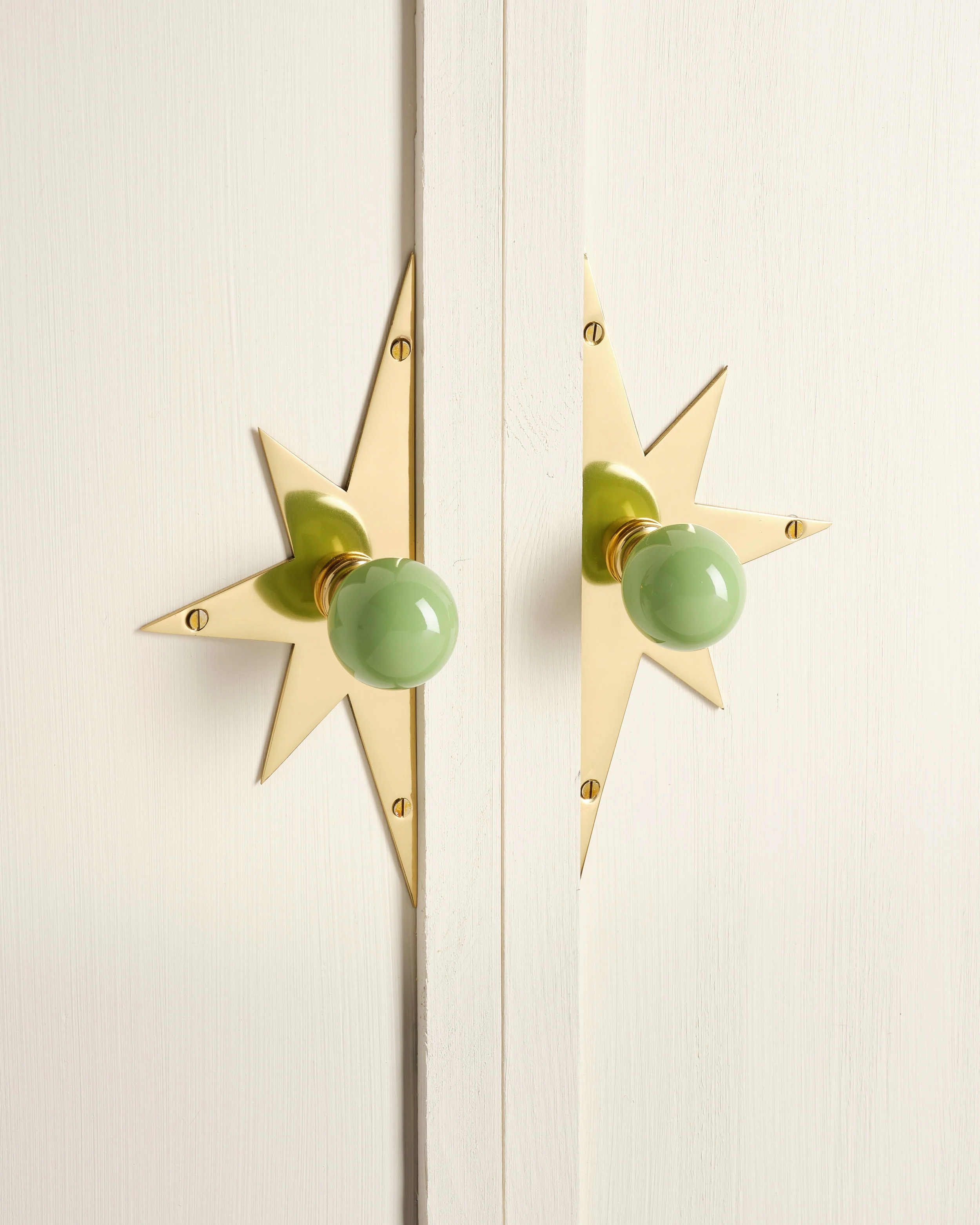 Pair of Star Backplates, Polished Brass - Image 3