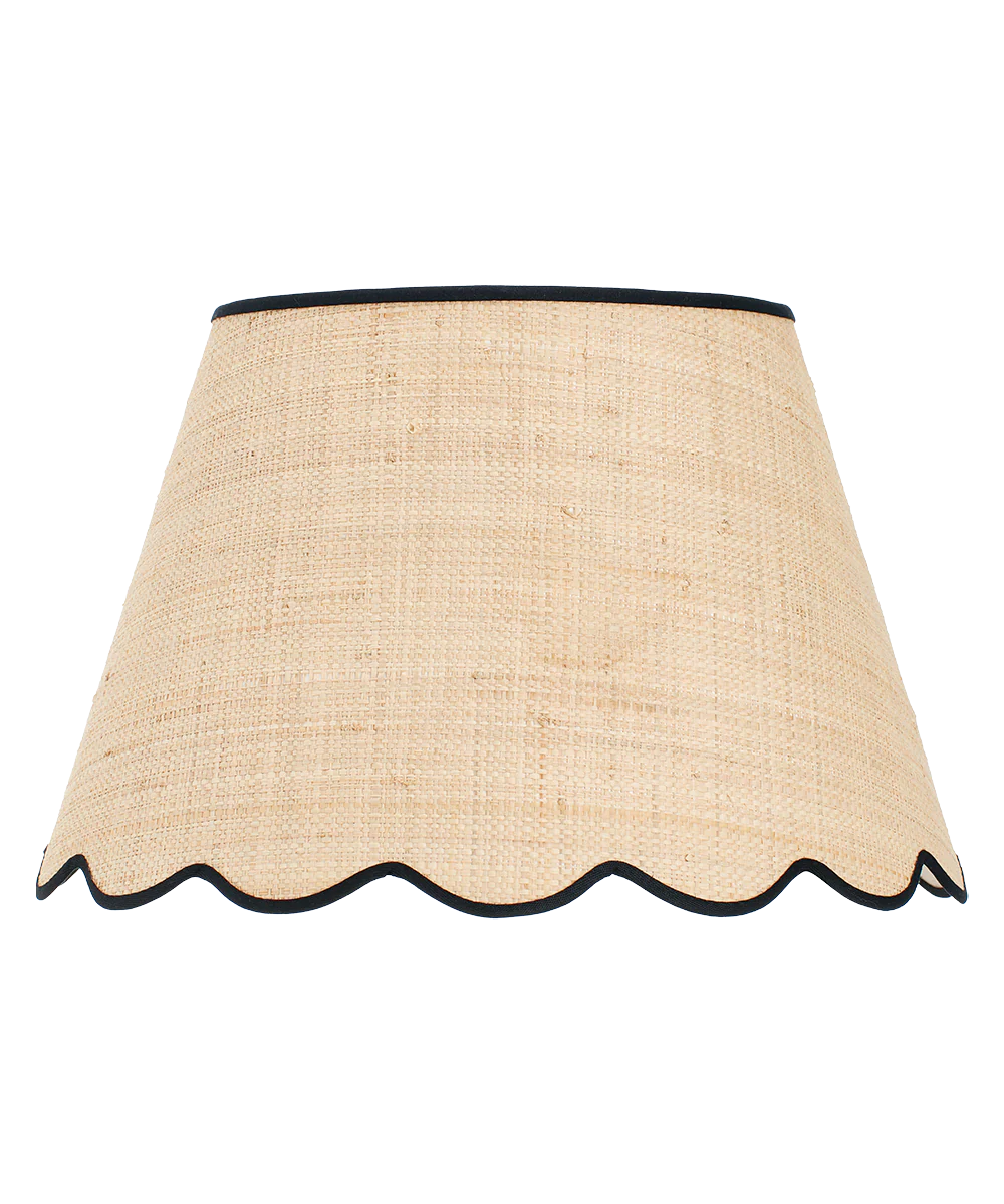 Raffia Scallop Lampshade, Black Trim, Large - Image 3