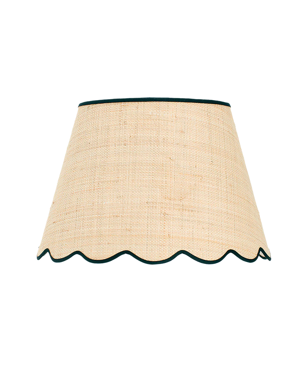 Raffia Scallop Lampshade, Black Trim, Medium - Image 3