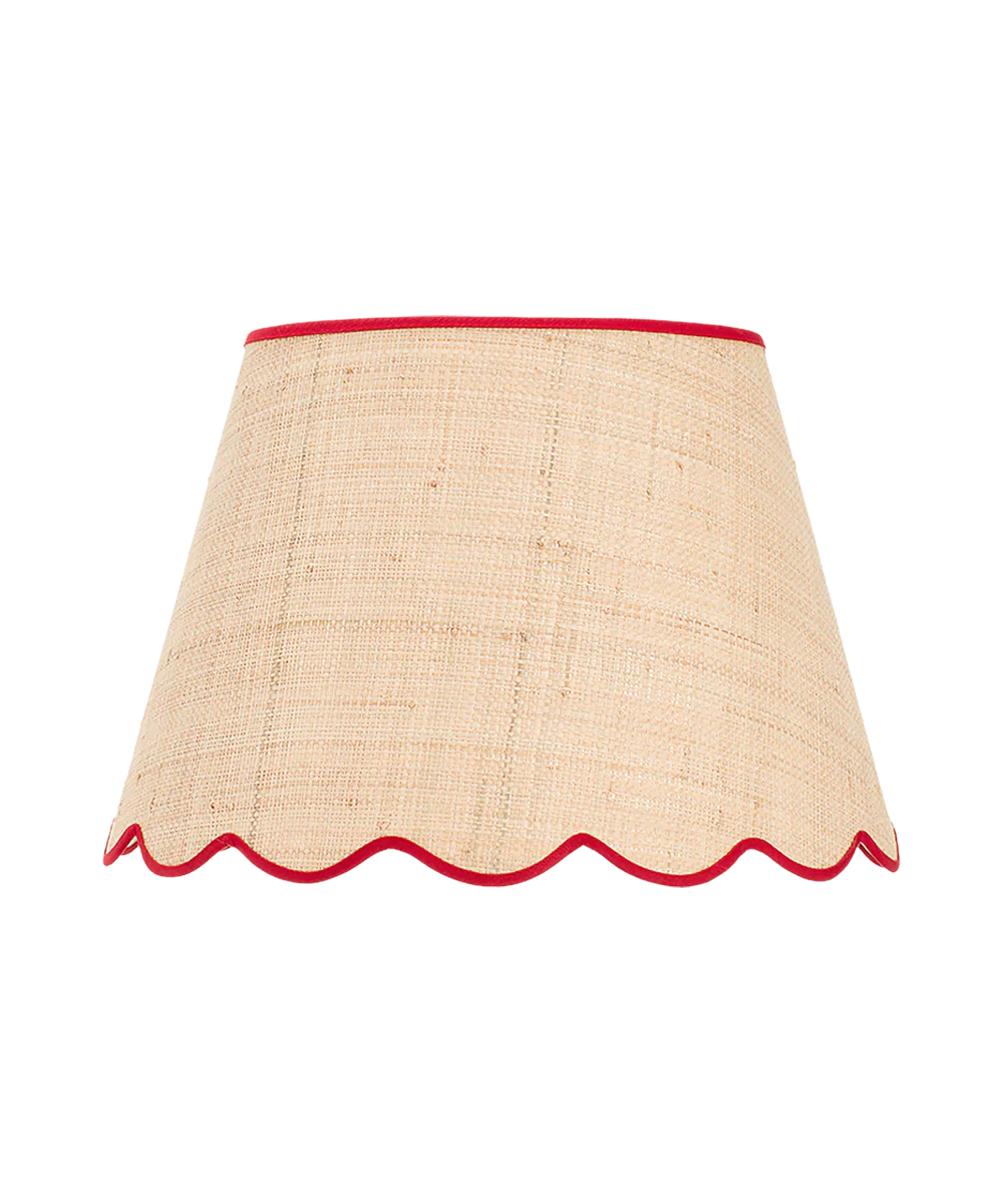 Raffia Scallop Lampshade, Red Trim, Medium - Image 4