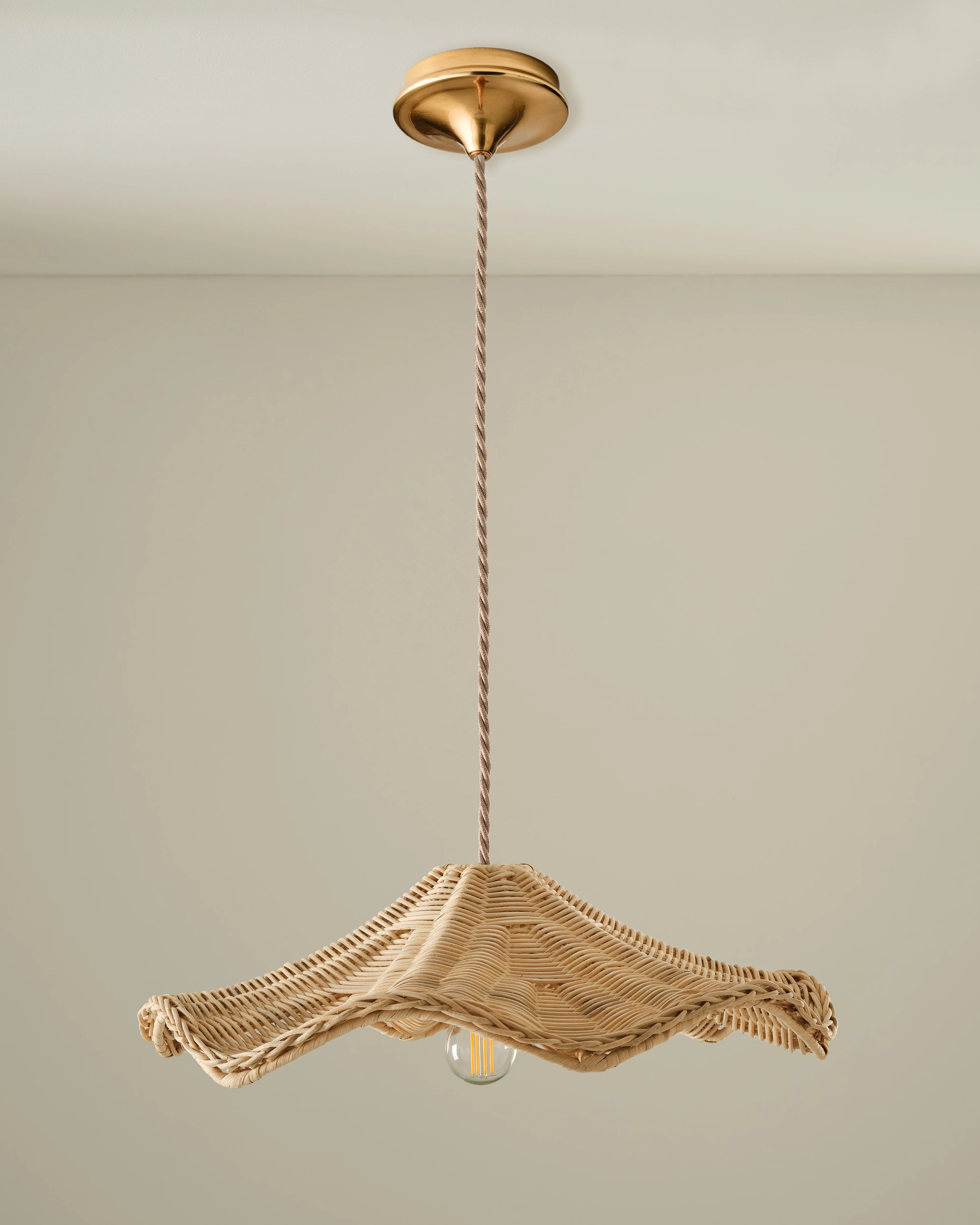 Rattan Wave Pendant Shade, Natural - Image 5