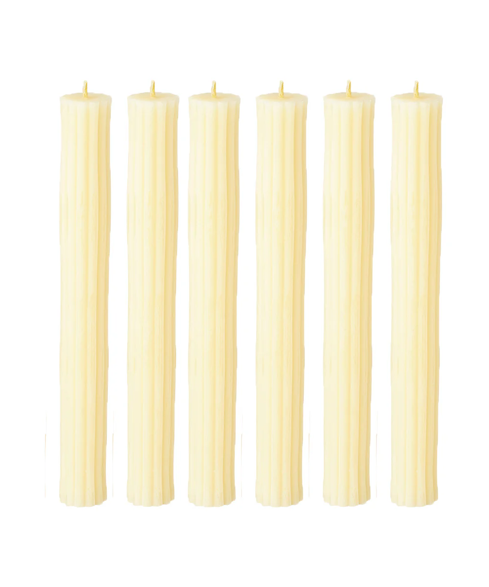 Ribbed Beeswax Candles Pack, Ivory - Image 3