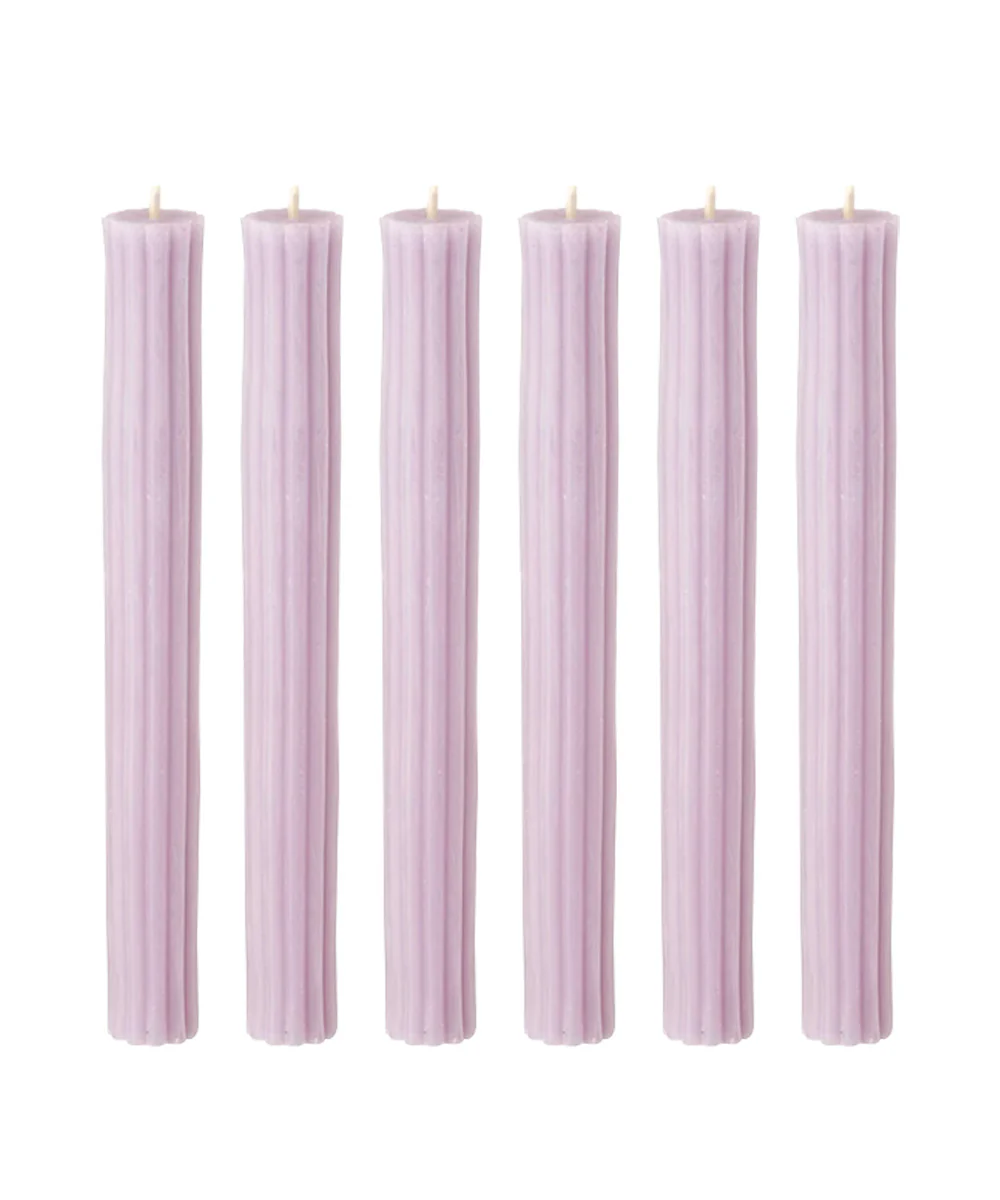 Ribbed Beeswax Candles Pack, Lilac - Image 3