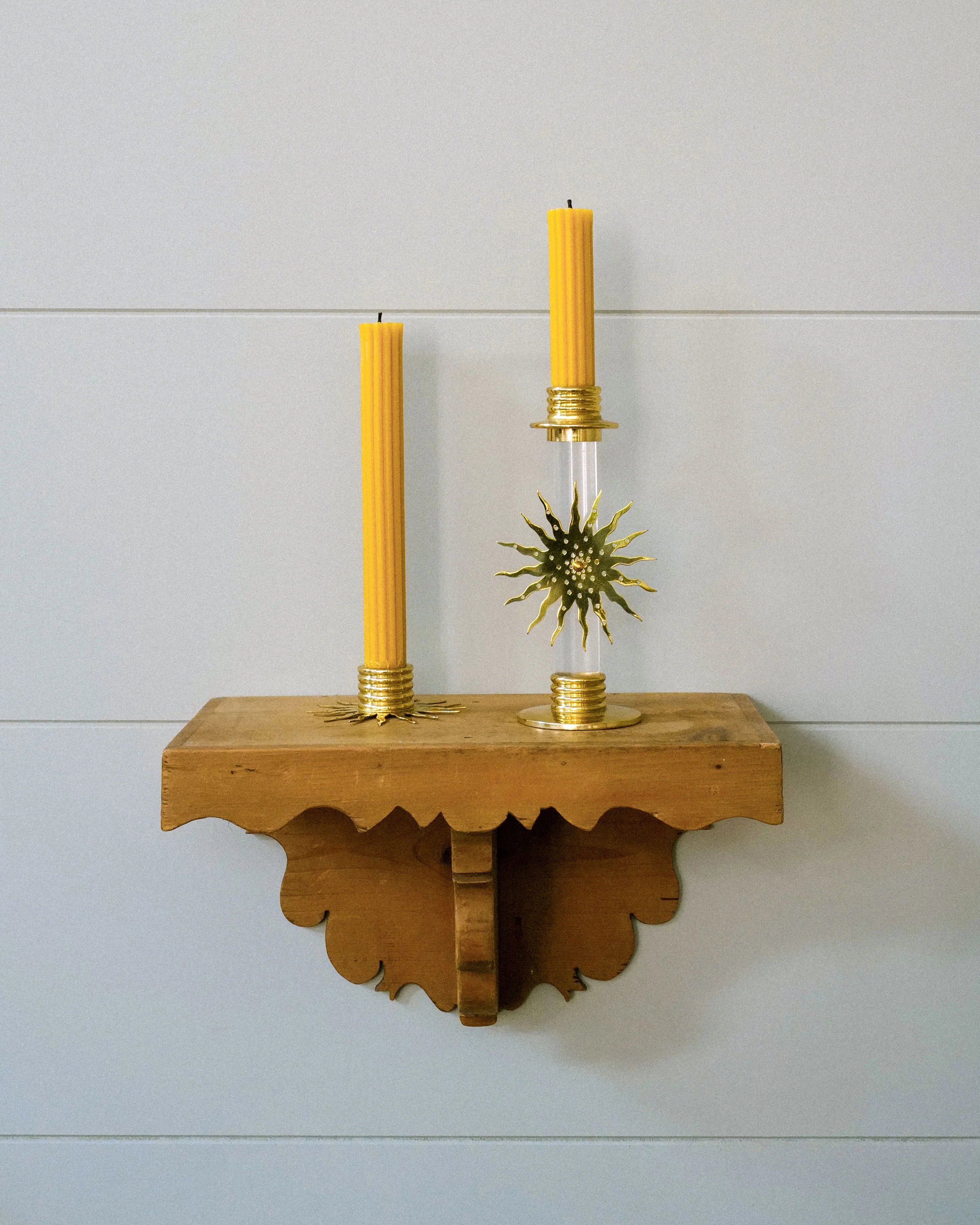 Ribbed Beeswax Candles Pack, Natural - Image 3