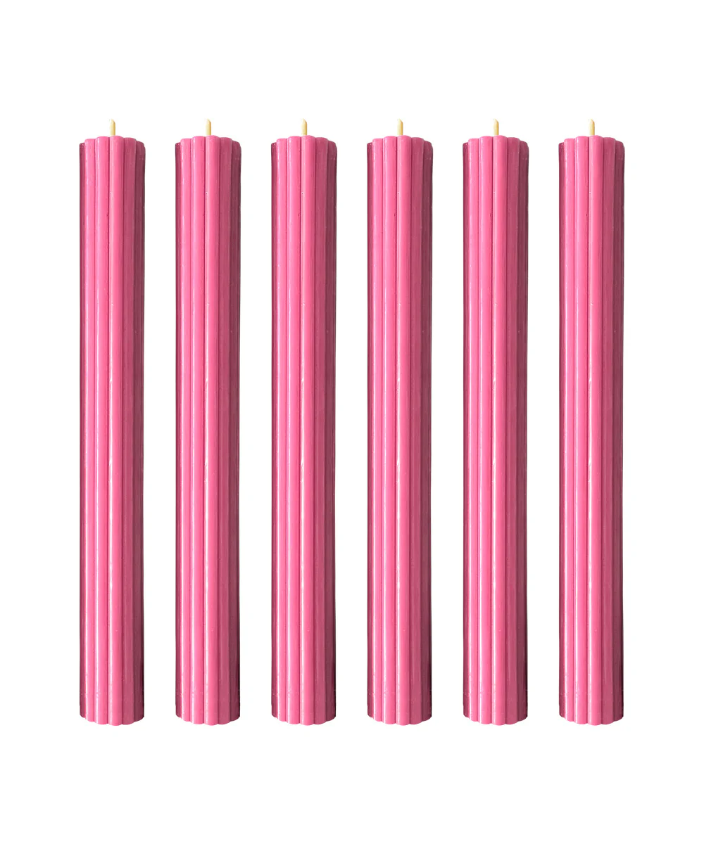 Ribbed Beeswax Candles Pack, Raspberry - Image 3