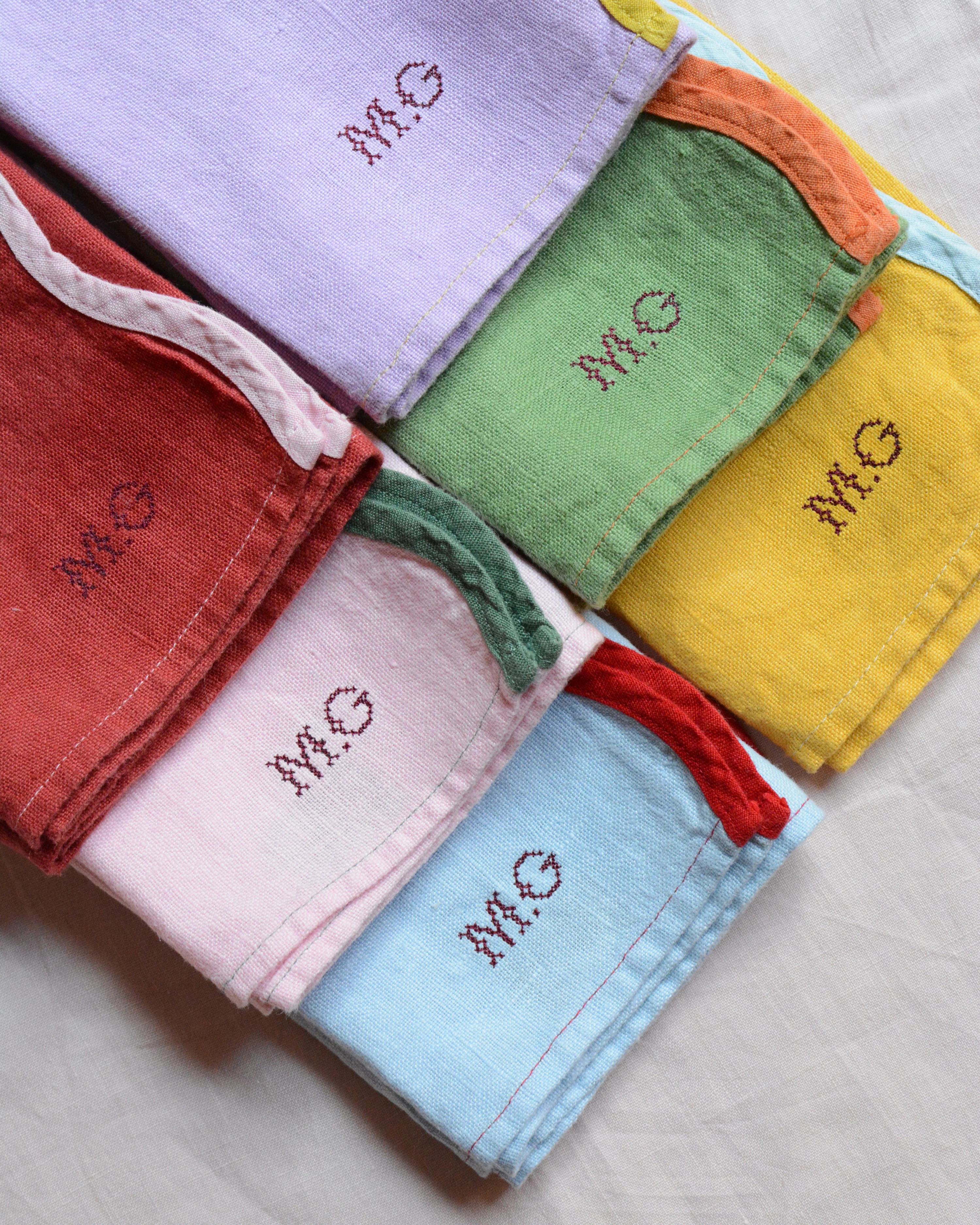 Scallop Linen Napkins, Set Of 4, Green - Image 3