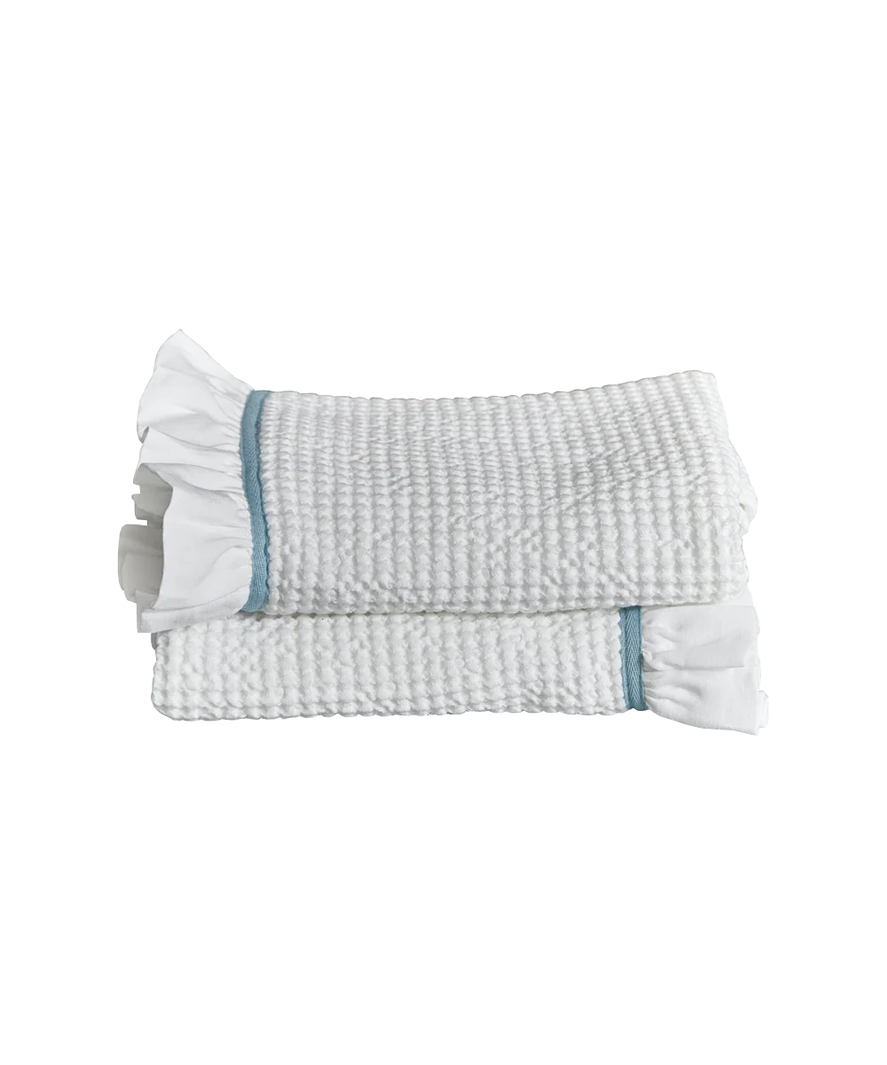 Waffle Cotton Hand Towels, Set Of 2, Sky Blue - Image 4