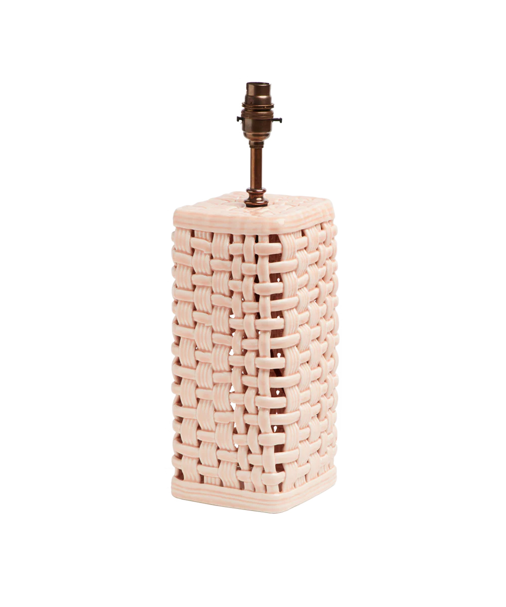Woven Ceramic Lamp Base, Pink - Image 3